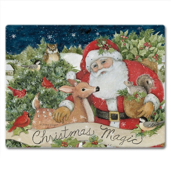 CounterArt "Magic Of Christmas" 3mm Glass Cutting Board 10" by 8"