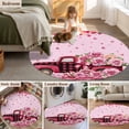 thumbnail image 5 of Round Area Rug 4 Ft, Valentine's Day Washable Non-Slip Circle Carpet for Living Room/Bedroom, Romantic Love Roses Truck Ombre Pink Low-Profile Crawling Mats Collection Rugs for Indoor, 5 of 7