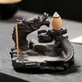thumbnail image 1 of Luckyn Ceramic Dragon Smoke Waterfall Backflow Incense Burner Censer Home Decor, 1 of 10