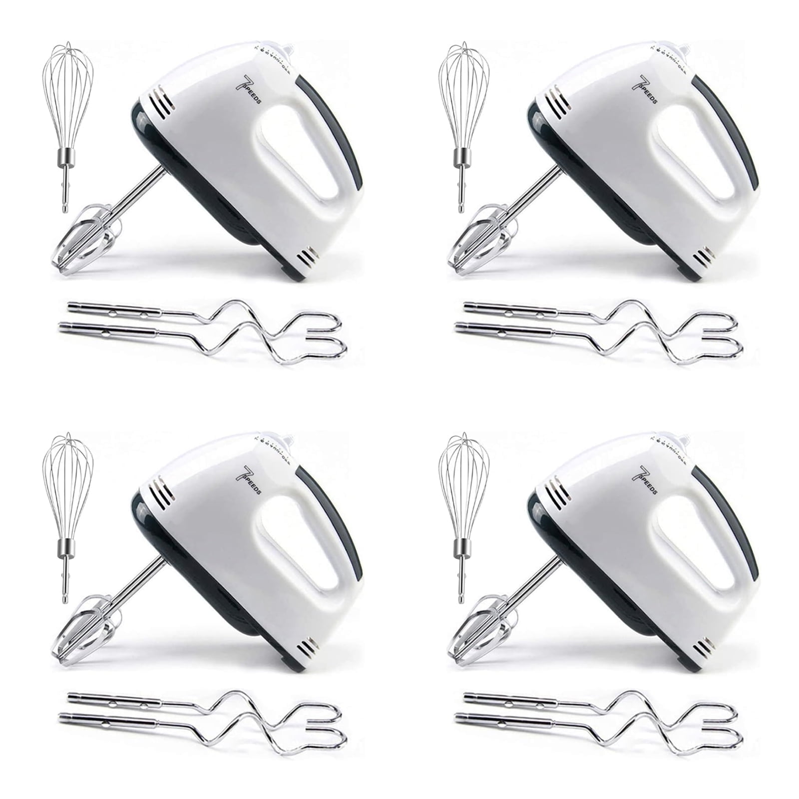 BYXAS 4 Pack Electric Hand Mixer, 7-Speeds Small Handheld Mixer with 304 Stainless Steel Beaters, Dough Hooks & Whisk Attachment, Portable Food Kitchen Mixer for Baking Cake Cookies Cream