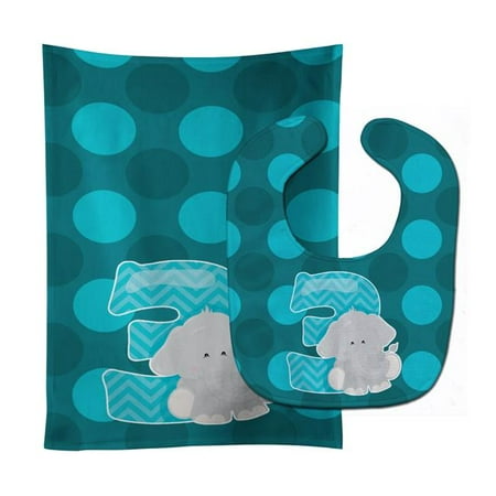 

Zoo Month 3 Elephant Baby Bib & Burp Cloth