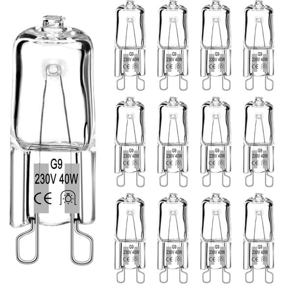 G9 Halogen Bulb (12 Pieces) G9 Bulb 40w 230v Warm White 560LM 2700K Flicker Free Dimmable Halogen Oven Bulb 40W Microwave Oven Bulb, Crystal Chandelier, Landscape Lighting