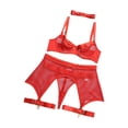 thumbnail image 1 of Conjunto de lencería transparente calada para mujer, ideal para San Valentín o una despedida de soltera. Rojo L, 1 of 9