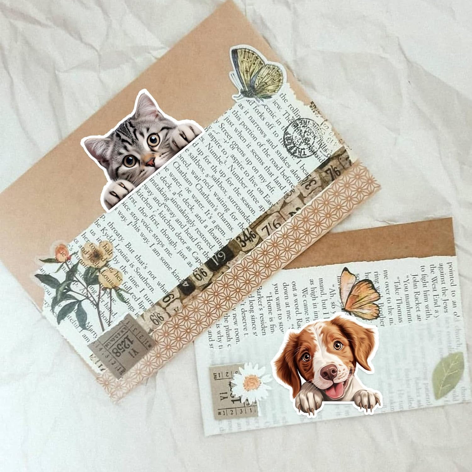 100 Pcs Peeking Cats & Dogs Stickers Cute Animal Vinyl Decals for Laptop Water Bottle Scrapbooking Journaling DIY Crafts Christmas Gifts