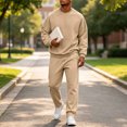 thumbnail image 5 of Men's 2 Piece Loose Fit Crewneck Tracksuit Set, Long Sleeve Pullover Sweatshirt & Drawstring Sweatpants with Side Pockets, Workout Running Activewear Outfit, 5 of 6