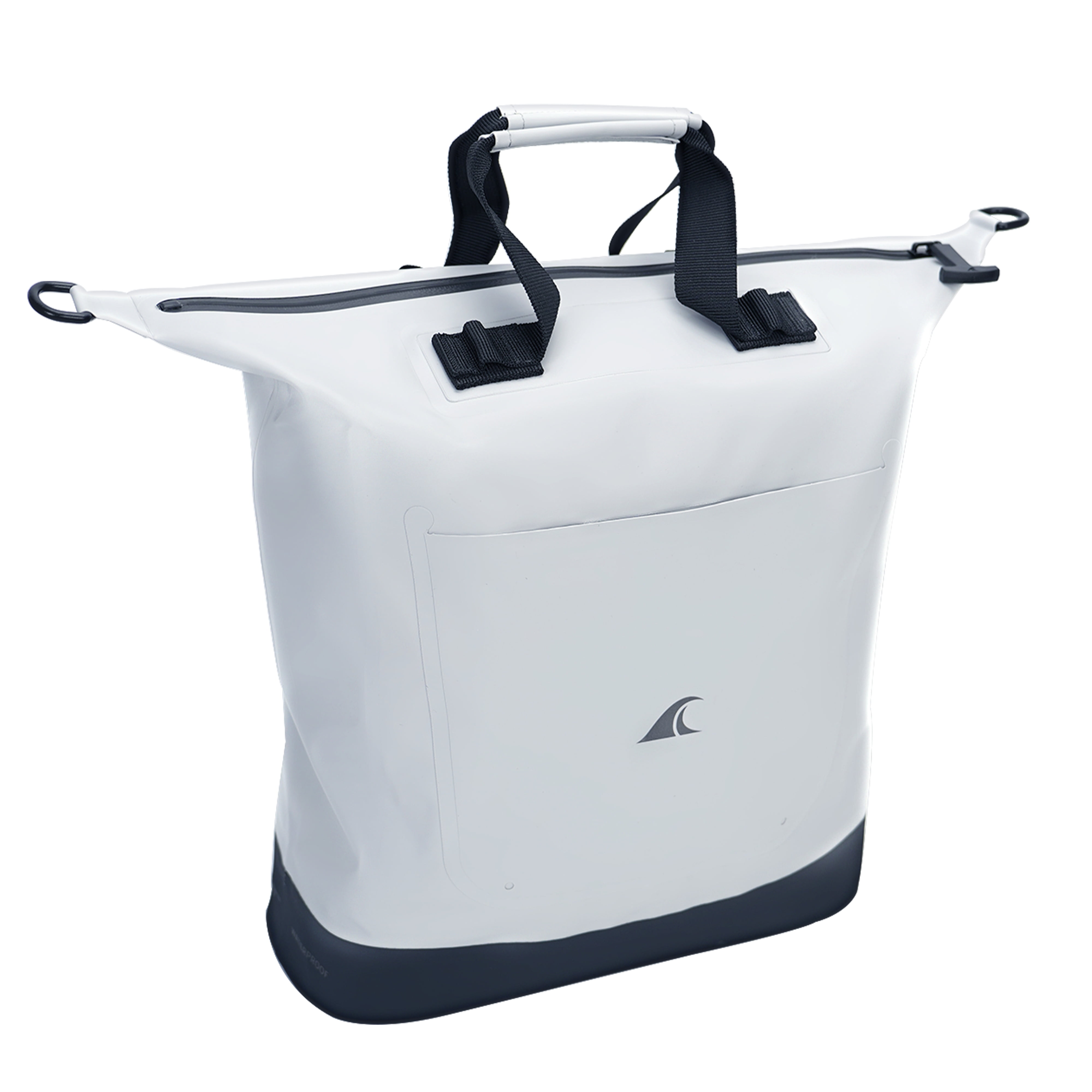 Breakwater Supply Riverton Waterproof IP68 Utility Tote Bag with Zipper Closure, Shoulder Strap, Water Bottle Pockets (Fog White)