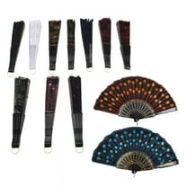 12 Pieces Sequin Fabric Folding Fans Hand Flower Lace Handheld for Women Wedding