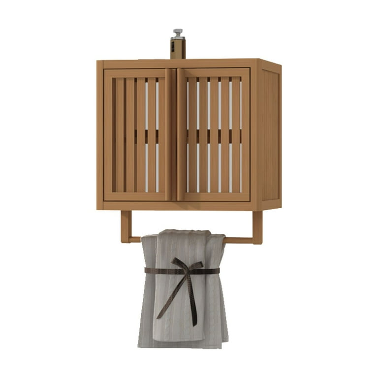 Holaki Bathroom Wall Mounted Cabinet Bamboo Medicine Cabinet with Towel Rack Natural Walmart