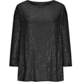 thumbnail image 3 of Womens Sparkly Sequin Tops Dressy Casual 3/4 Sleeve V Neck Shirts Holiday Glitter Shimmer Top Evening Night Glitter Party Outfits, 3 of 5