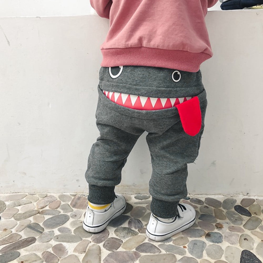 Baby Children Kids Boy Girl Cartoon Shark Tongue Harem Pant Trousers Long Pant 