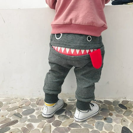 

TUOBARR Baby Children Kids Boys Girls Cartoon Shark Tongue Harem Pants Trousers Pants Gray