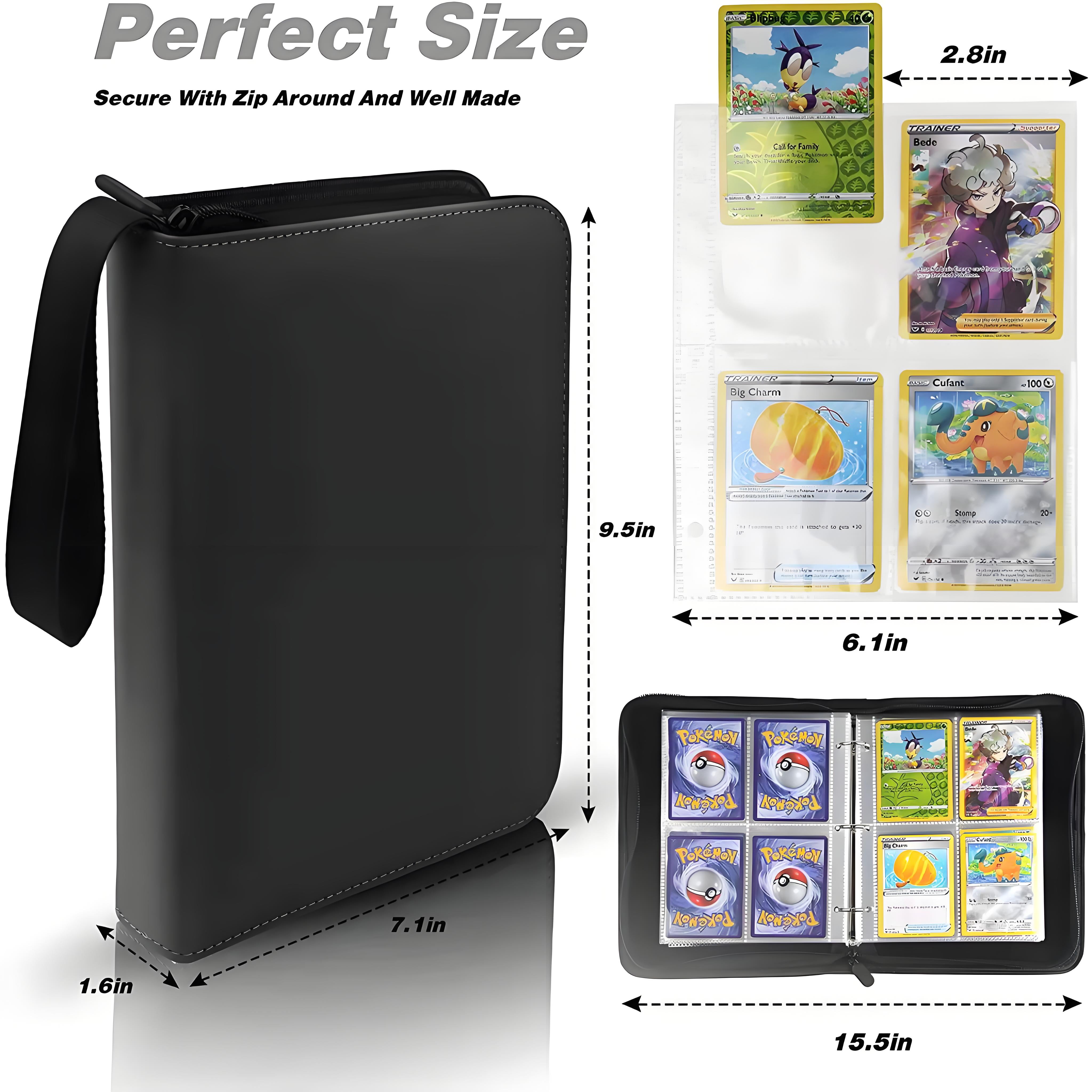 Trading Card Binder for TCG Cards, 4-Pocket Portable Card Collector Holder Book Fits 400 Cards with 50 Removable Sleeve, BKM Card Binder Display Storage Carrying Cases for TCG