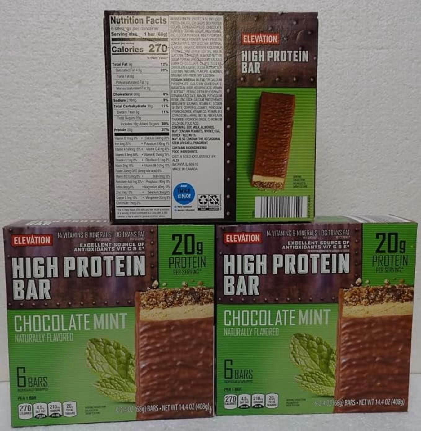 Elevation High Bar Chocolate Mint 14.4oz 408g (3 Boxes)
