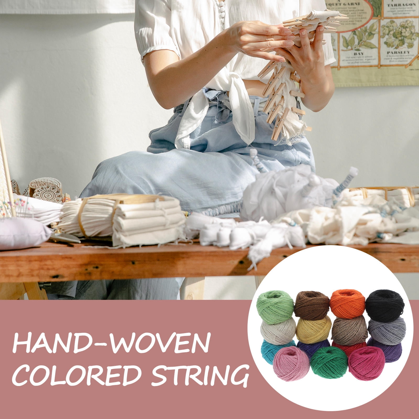 HONMEET 15 Pieces Jute Twine Rope for Crafting, Projects, Gardening, Wrapping and Home Use