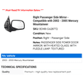 thumbnail image 2 of Right Passenger Side Mirror - Compatible with 2002 - 2005 Mercury Mountaineer 2003 2004, 2 of 2