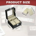 thumbnail image 2 of Caja de almacenamiento para relojes xcell de 2 ranuras, caja de relojes para hombres con tapa de vidrio, caja de madera para relojes con almohadilla removible, negra/beige, 2 of 7