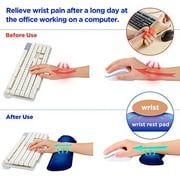 Gimars Superfine Fiber Widen Memory Foam Set Nonslip Mouse Pad Wrist Support & Keyboard Wrist Rest Support for Office, Computer, Laptop & Mac & Comfortable & Lightweight for Easy Typing & Pain Relief Noble Blue