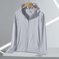 thumbnail image 2 of Womens Athletic Jacket, UPF50+ UV Protection Hoodie Jacket Lightweight Zip Up Long Sleeve Sun Shirt with Thumb Holes 2XL Light Gray, 2 of 6