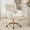 Ivory Teddy, variant on Teddy Upholstered Vanity Chair with Wheels, 360° Swivel Home Office Desk Chair, 3.5-Inch Height Adjustment, Gold Metal Base for Makeup Room & Living Room