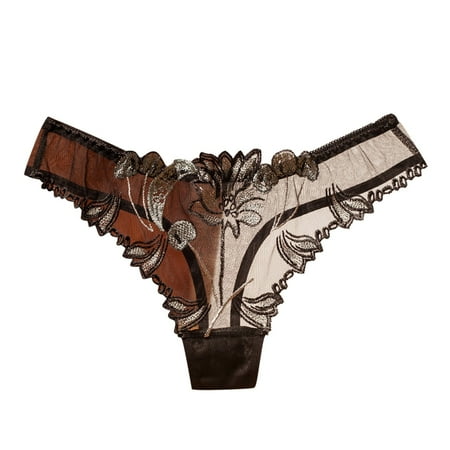 

Rovga Panties For Women Mesh Full Transparent Embroidery Panties Women Underwear