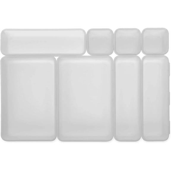 Plastic Desk Drawer Organizer Storage Tray Set, 8 Pcs 3-Size Stackable Drawer Organizers Dividers Bins for Office, Bathroom, Dresser, Kitchen, Makeup & Vanity