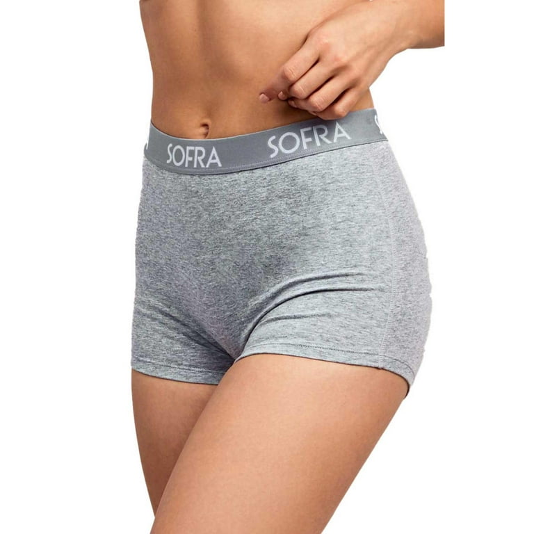 Sofra Women's Panties Cotton Hipster Boyshort Underwear 6 Pc, Set 3, Size:  Medium 