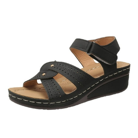 

Funicet Womens Sandals Women s Arch-support Sandals Shoes Ladies Beach Orthopedic Sandals Summer Non-Slip Causal Sandals Black 39
