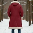 thumbnail image 5 of Mens Big Tall Shearling Coat Sherpa Fleece Lined Leather Jacket Warm Long Trench Hood Outwear for Christmas, 5 of 6