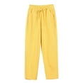 thumbnail image 1 of Grianlook Ladies Loungewear Elastic Waist Bottom Mid Waisted Trousers Women Casual Pants Soft Solid Color Goose Yellow XL, 1 of 3