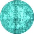 thumbnail image 1 of Ahgly Company Machine Washable Indoor Round Abstract Turquoise Blue Contemporary Area Rugs, 4' Round, 1 of 4