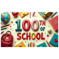 thumbnail image 2 of 100th Day of School Banner Colorful Backdrop Classroom Decorations Party Supplies Photography Props Celebration School Decor Background, 2 of 4