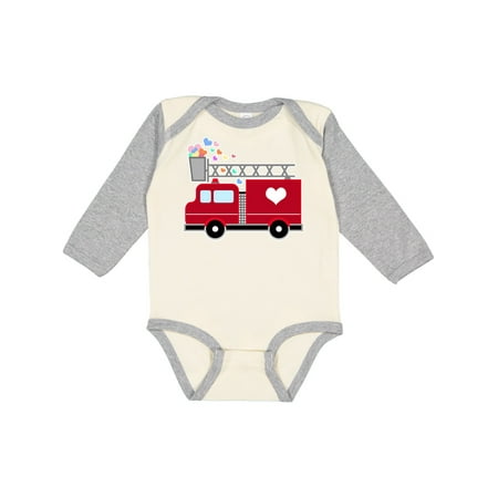 

Inktastic easter red firetruck with pink hearts Gift Baby Boy or Baby Girl Long Sleeve Bodysuit