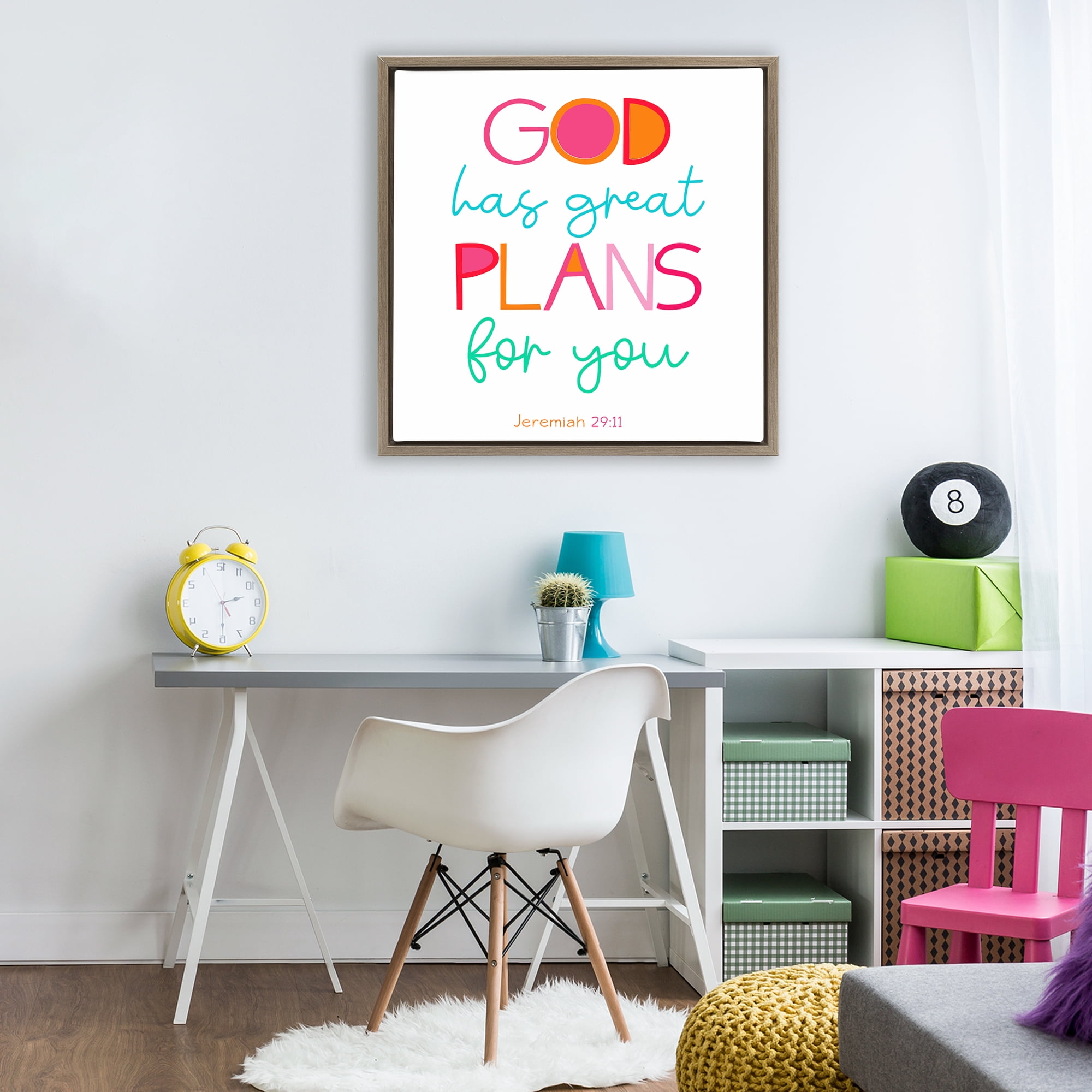 Stupell Industries Whimsical God's Plans For You Brown Framed Floater Canvas Wall Art, design by SD Graphics Studio