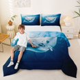 thumbnail image 2 of Feelyou Underwater Fish Queen Comforter Set for Men Women Kids, Sea Tropical Animal Bedding Comforter Set, Blue, Reversible, 3pcs, 2 of 6