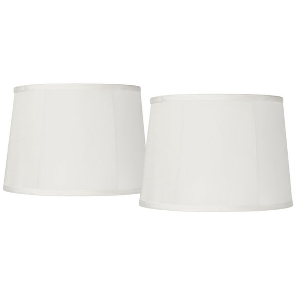 Springcrest Set of 2 Drum Lamp Shades Off-White Medium 12" Top x 14" Bottom x 10" Slant Spider Replacement Harp and Finial Fitting