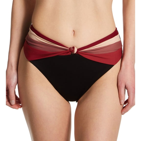 Women's Robin Piccone 225169 Billie High Waist Bottom (Black/Rose Combo S)