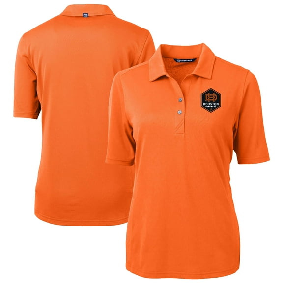 Women's-Cutter & Buck  Orange Houston Dynamo FC Virtue Eco Pique Recycled Polo