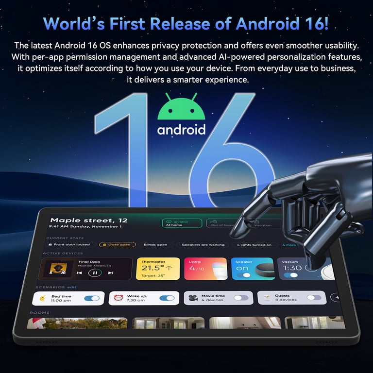 Tablet 2026 Android 16 AI Tablet with Gemini AI, 11 Inch FHD