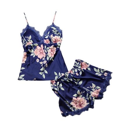 

Sinhoon Women s Lace Satin Sleepwear Cami Top and Shorts Pajama Set