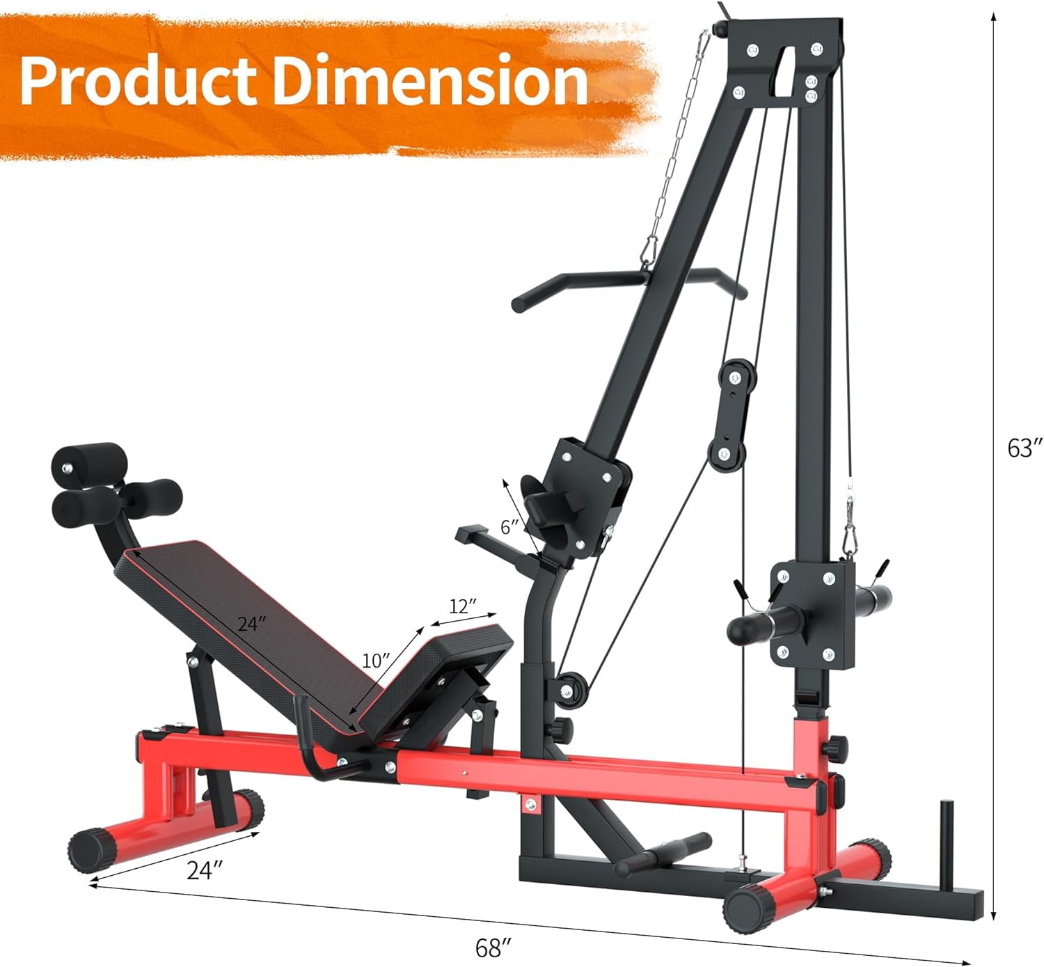 Reliancer Lat Pulldown Heavy Duty Full Body Weight Machine with Weight Storage, Leg Press Machine for Glute, Hamstring and Quad Develop in Home Gym