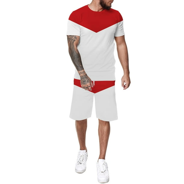SEMIMAY Men's Casual Tracksuits Short Sleeve Shorts Suit 2 Piece Outfit
