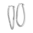 thumbnail image 3 of 14K White Gold  Oval Hoop Twist Earrings (1 1/4 inch) with Diamond Accent for Women, 3 of 5