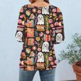 thumbnail image 6 of Mwjwdo Womens 3/4 Sleeve Book Ghost Printed Dressy Casual Henley Round Neck Relaxed Fit Tunic Tops Fall Shirts, 6 of 6