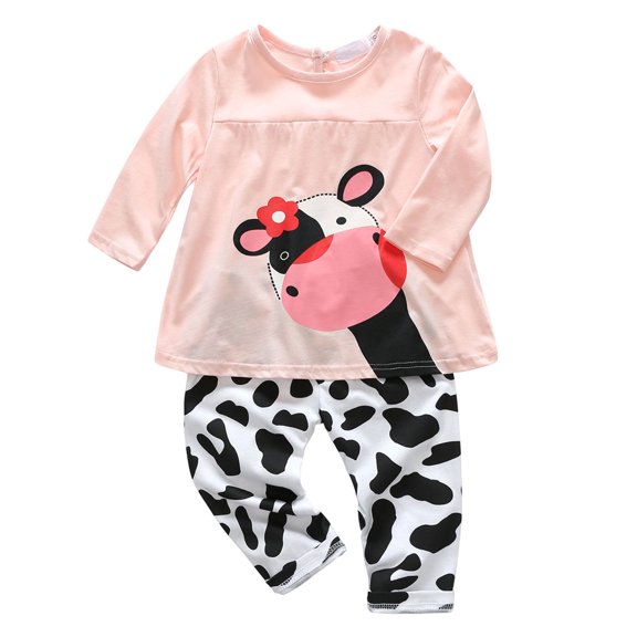 GCETTIC Girl Pjs Toddler Girls Kids Pajamas Pjs Long Sleeve Snug Fit Soft Jammies Pink,9-12 Months
