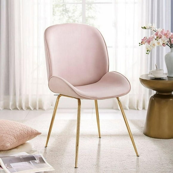Take Me Home Upholstered Velvet Chair in Pink with gold legs Set 2 for Dining Area