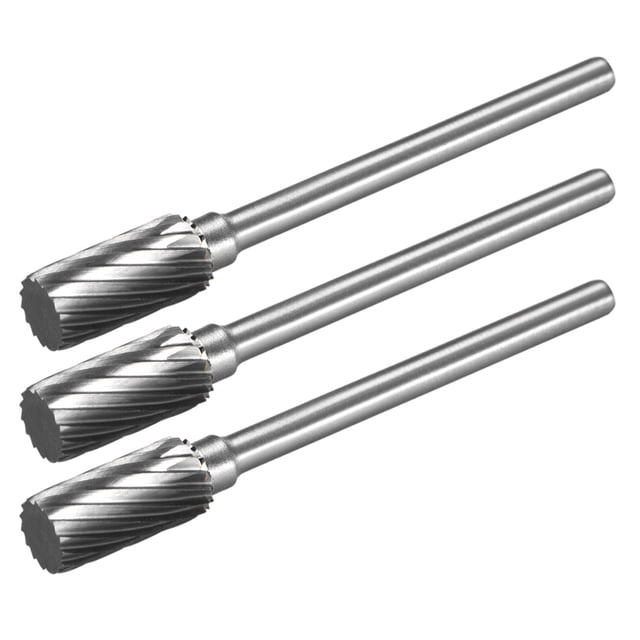 Fresas de carburo, fresas rotativas de corte simple, forma cilíndrica, fresas de corte con vástago de 1/8" y cabeza de 1/4", 3 piezas