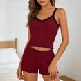 thumbnail image 3 of Diufon Womens Pajama Set Summer Casual Lace V Neck Cute Bow Camisole with Shorts Ribbed Knitted Slim Sleepwear, 3 of 9