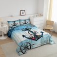 thumbnail image 5 of Erosebridal Vintage Anchor Bedding Set King Teal Aqua Blue Comforter Set, Nautical Themed Duvet Insert Retro Compass Lighthouse Quilt Sets, Coastal Farmhouse Lodge Cabin Bedding Comforters & Sets, 5 of 5