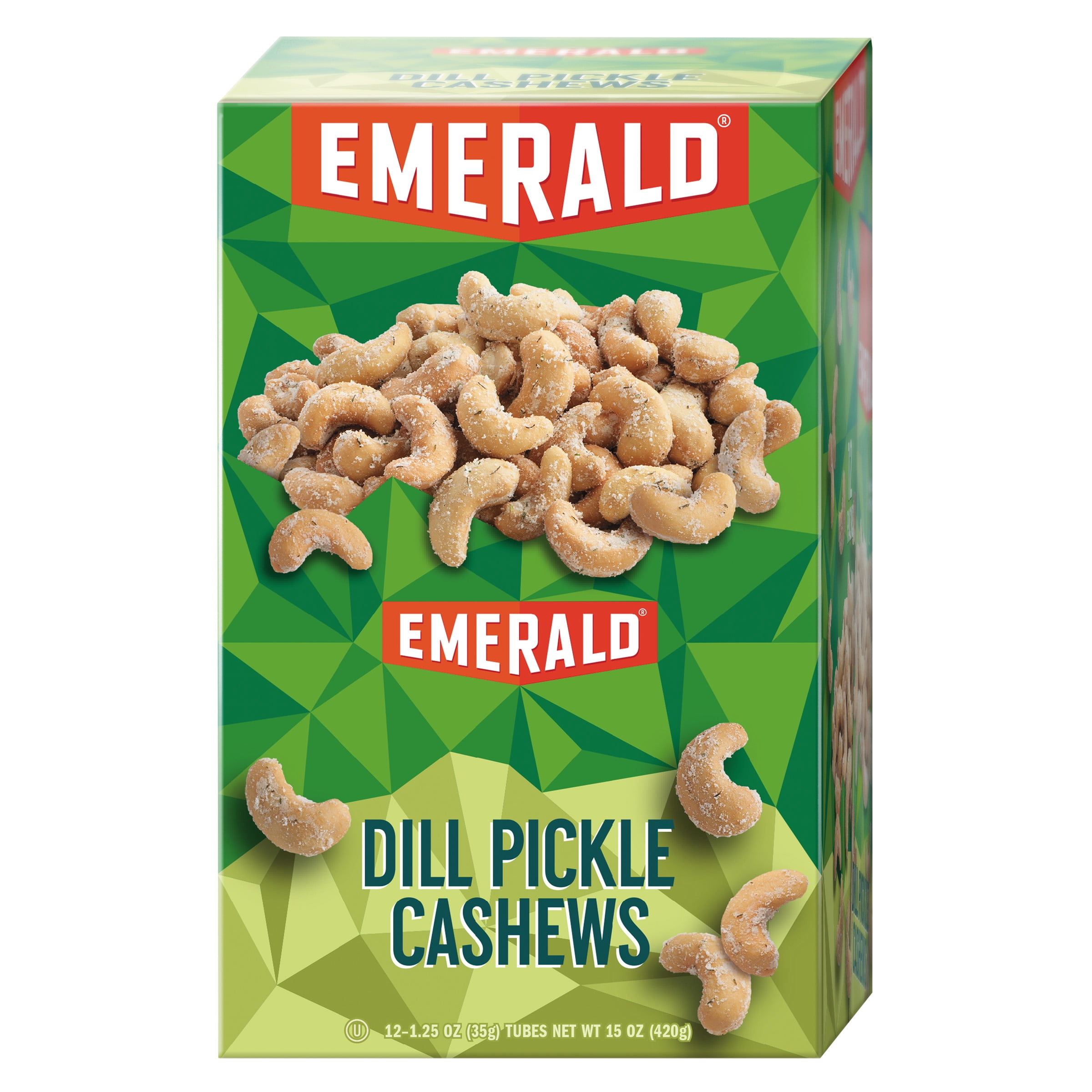 Emerald Snack Nuts, Dill Pickle Cashews, 1.25 oz Tube, 12 Box by Diamond Foods