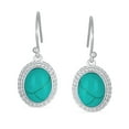 thumbnail image 2 of Bling Jewelry Womens Western Cable Edge Oval Turquoise Drop Earrings .925 Silver Fish Hook, 2 of 4
